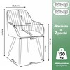 AKORD 4 veliūrinės pasukamos kėdės su siūlėmis TURNO, juodos (juodos kojos)