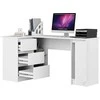 AKORD Kampo Kampas kairysis kampinis stalas 3 stalčiai 1 spinta balta 155x85x77