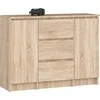 AKORD Komoda 2 durys 3 stalčiai ąžuolas Sonoma 101x35x76