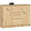 AKORD Komoda 2 durys 3 stalčiai ąžuolas rankomis pagaminta 101x35x76