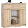 AKORD Komoda 2 Durys 3 Ištraukiamos Lentynos 1 Mažos Durys Dąb Sonoma 101x35x98