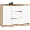 AKORD Komoda 2 durys 3 stalčiai ąžuolas Sonoma/baltas 101x35x76