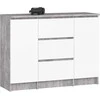 AKORD Komoda 2 durys 3 stalčiai betonas/baltas 101x35x76
