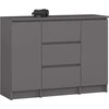 AKORD Komoda 2 Durys 3 stalčiai Pilka Grafītas 101x35x76