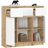 AKORD Komoda 2 durys 3 stalčiai 1 mažos durys ąžuolas rankomis pagaminta/balta 101x35x98