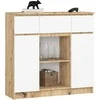 AKORD Komoda 2 durys 3 stalčiai 1 mažos durys ąžuolas rankomis pagaminta/balta 101x35x98