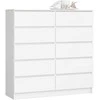 AKORD Kredens 10 stalčių Balta 120x40x121