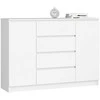 AKORD Komoda 2 Durys 4 Ištraukiamos Lentynos Balta 138x40x99