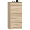 AKORD Komoda 6 stalčių ąžuolo Sonoma 60x40x130