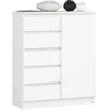 AKORD Spinta su vienu duru ir penkiais stalčiais, balta 80x35x97