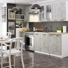 AKORD Virtuvinių spintelių komplektas su vitrina OLIWIA 2.4m H720 baltas betonas