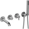 Deante potinkinis 4 dalių vonios maišytuvas Deante Silia BQS_F18P, Brushed steel