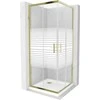 Dušo kabina Mexen Rio F su padėklu ir sifonu, pusiau matinė, Gold+Baltas/Gold, 90 x 90 cm