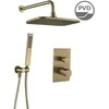 Dušo komplektas su potinkiniu maišytuvu Laveo Tores, Champagne auksinis