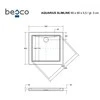 Dušo padėklas Besco Aquarius SlimLine, 90 x 90 x 5,5 cm
