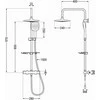Dušo sistema su termostatu Mexen KT17, Chrome/Baltas