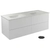Dviguba spintelė Besco Akya Classic 131 cm su praustuvu ir klik-klak, Baltas glossy/Baltas matt+Juodas matt