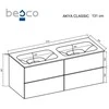 Dviguba spintelė Besco Akya Classic 131 cm su praustuvu ir klik-klak, Baltas glossy/Baltas matt+Juodas matt