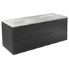 Dviguba spintelė Besco Akya Classic 131 cm su praustuvu ir klik-klak, Gun Metal glossy/Baltas glossy+Baltas