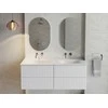 Dviguba spintelė Besco Akya Linea 131 cm su praustuvu ir klik-klak, Baltas matt/Baltas glossy+Juodas matt