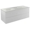 Dviguba spintelė Besco Akya Linea 131 cm su praustuvu ir klik-klak, Baltas matt/Baltas glossy+Baltas