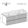 Dviguba spintelė Besco Akya Linea 131 cm su praustuvu ir klik-klak, Baltas matt/Baltas glossy+Juodas matt