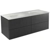Dviguba spintelė Besco Akya Linea 131 cm su praustuvu ir klik-klak, Gun Metal matt/Baltas glossy+Juodas matt