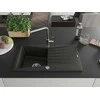 Granitinė virtuvinė plautuvė Mexen Cesar su maišytuvu ir sifonu, Metallic juodas/auksinis+Chrome