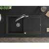 Granitinė virtuvinė plautuvė Mexen Leo su maišytuvu ir sifonu, Metallic juodas/auksinis+Juodas/Chrome