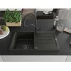 Granitinė virtuvinė plautuvė Mexen Bruno su maišytuvu ir sifonu, Metallic juodas/auksinis+Juodas