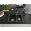Granitinė virtuvinė plautuvė Mexen Carlos su maišytuvu ir sifonu, Metallic juodas/auksinis+Juodas/Chrome