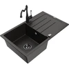 Granitinė virtuvinė plautuvė Mexen Bruno su maišytuvu ir sifonu, Metallic juodas/auksinis+Juodas