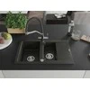 Granitinė virtuvinė plautuvė Mexen Gaspar su maišytuvu ir sifonu, Metallic juodas/auksinis+Juodas/Chrome