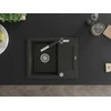 Granitinė virtuvinė plautuvė Mexen Enzo su maišytuvu ir sifonu, Metallic juodas/auksinis+Juodas/Chrome