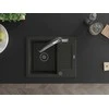 Granitinė virtuvinė plautuvė Mexen Enzo su maišytuvu ir sifonu, Metallic juodas/auksinis+Juodas/Chrome