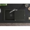 Granitinė virtuvinė plautuvė Mexen Leo su maišytuvu ir sifonu, Metallic juodas/auksinis+Juodas/Chrome