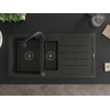 Granitinė virtuvinė plautuvė Mexen Andres su maišytuvu ir sifonu, Metallic juodas/auksinis+Juodas