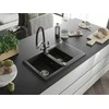 Granitinė virtuvinė plautuvė Mexen Gaspar su maišytuvu ir sifonu, Metallic juodas/auksinis+Juodas/Chrome