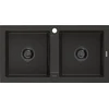 Granitinė virtuvinė plautuvė Mexen Mario su sifonu, Metallic juodas/auksinis+Juodas, 820 x 436 mm