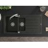 Granitinė virtuvinė plautuvė Mexen Andres su maišytuvu ir sifonu, Metallic juodas/auksinis+Chrome