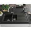 Granitinė virtuvinė plautuvė Mexen Andres su maišytuvu ir sifonu, Metallic juodas/auksinis+Chrome