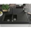 Granitinė virtuvinė plautuvė Mexen Andres su maišytuvu ir sifonu, Metallic juodas/auksinis+Juodas