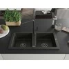 Granitinė virtuvinė plautuvė Mexen Mario su maišytuvu ir sifonu, Metallic juodas/auksinis+Juodas