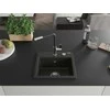 Granitinė virtuvinė plautuvė Mexen Milo su maišytuvu ir sifonu, Metallic juodas/auksinis+Juodas/Chrome