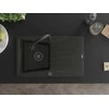 Granitinė virtuvinė plautuvė Mexen Cesar su maišytuvu ir sifonu, Metallic juodas/auksinis+Juodas
