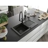 Granitinė virtuvinė plautuvė Mexen Pablo su maišytuvu ir sifonu, Metallic juodas/auksinis+Juodas