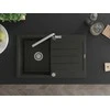 Granitinė virtuvinė plautuvė Mexen Bruno su maišytuvu ir sifonu, Metallic juodas/auksinis+Chrome