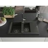 Granitinė virtuvinė plautuvė Mexen Gaspar su maišytuvu ir sifonu, Metallic juodas/auksinis+Juodas/Chrome