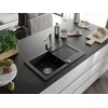 Granitinė virtuvinė plautuvė Mexen Pablo su maišytuvu ir sifonu, Metallic juodas/auksinis+Chrome