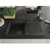Granitinė virtuvinė plautuvė Mexen Leo su maišytuvu ir sifonu, Metallic juodas/auksinis+Juodas